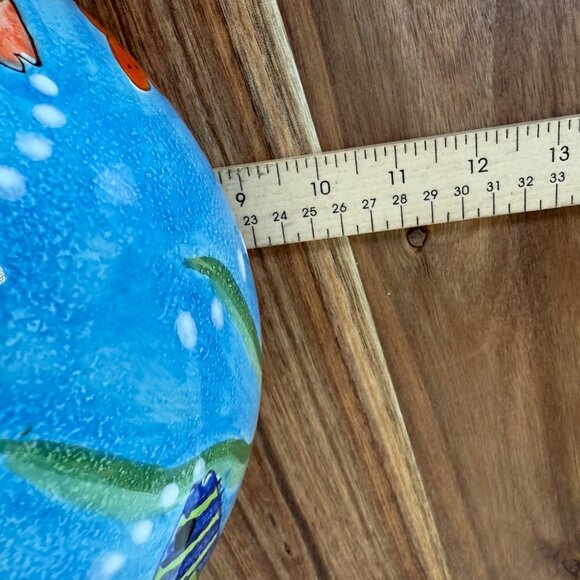 Tropical Ocean Fish Bowl Planter Coastal Beach House Decor Sea Art By Jay Import - Picture 14 of 16